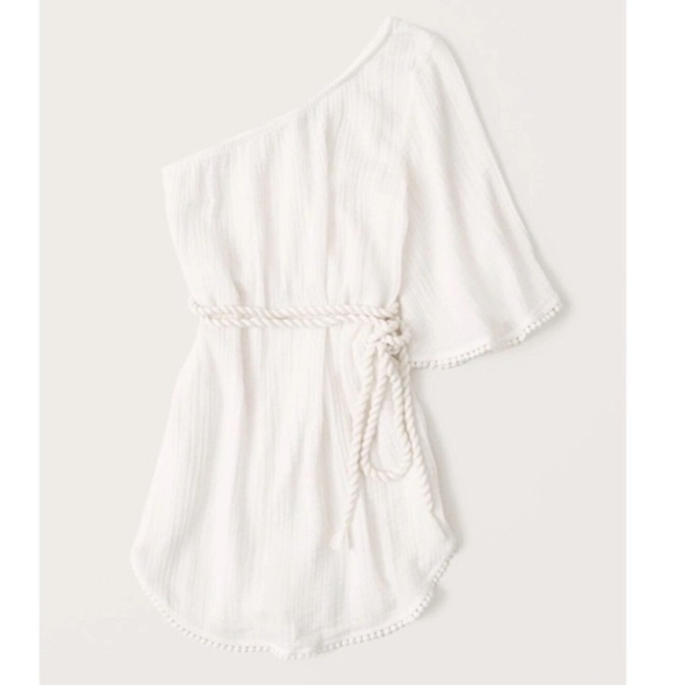 Abercrombie & Fitch One-Shoulder Tunic Coverup Braided Tassel Belt Size: S/M